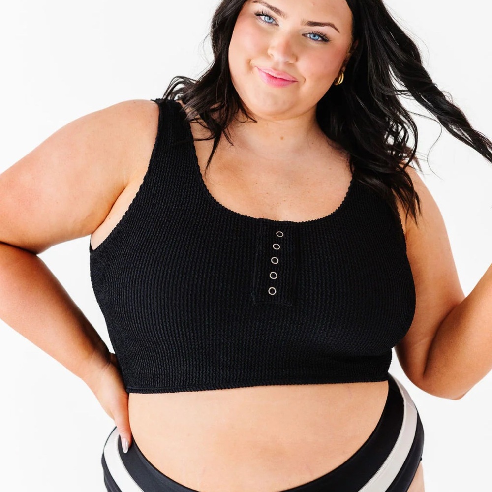 Black Bikini Ribbed Top